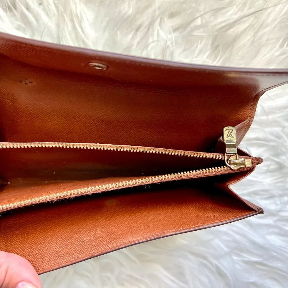 Authentic Louis Vuitton Porte Monnaie Monogram Pochette Credit Long Wallet M6172